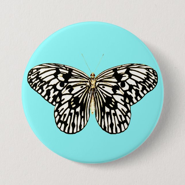 Schwarzer und weißer Schmetterling, türkischer Hin Button (Vorderseite)