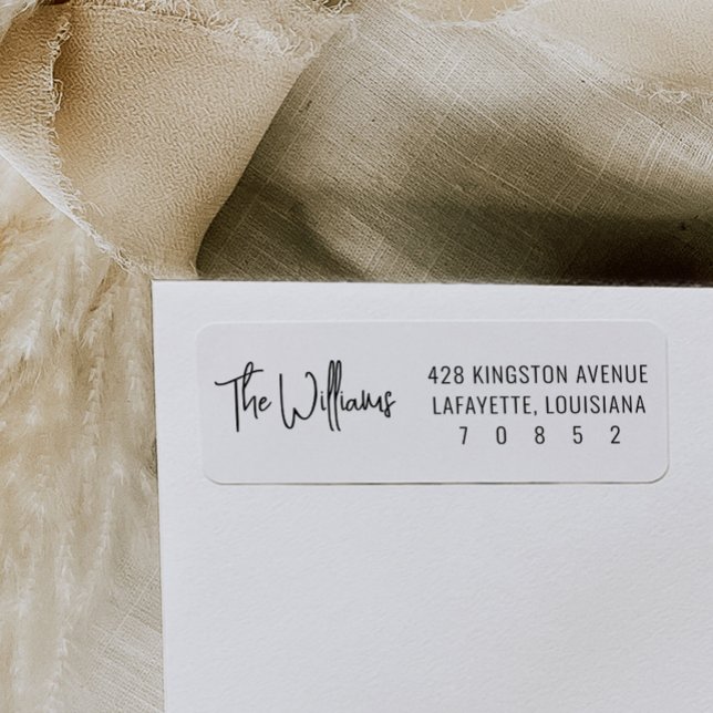 Schwarzer und weißer Spaß Moderne Rücksendeadresse (White and black text fun and modern return address labels.)