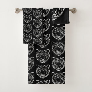 Schwarzer und weißer Stammbär Badhandtuch Set