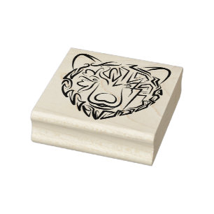 Schwarzer und weißer Stammbär Gummistempel