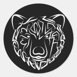 Schwarzer und weißer Stammbär Runder Aufkleber