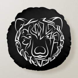 Schwarzer und weißer Stammbär Rundes Kissen