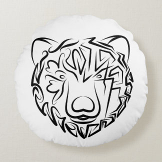 Schwarzer und weißer Stammbär Rundes Kissen