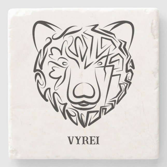 Schwarzer und weißer Stammbär Steinuntersetzer (Vorderseite)