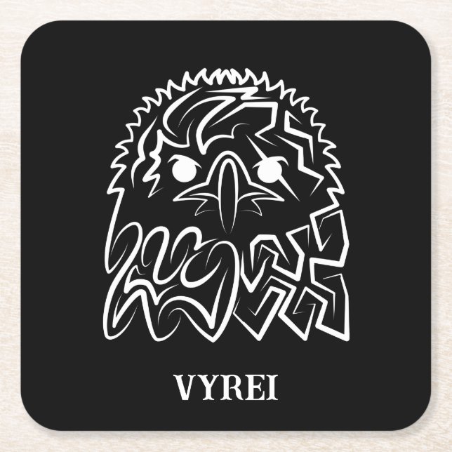 Schwarzer und weißer Stammesadler Rechteckiger Pappuntersetzer (Vorderseite)