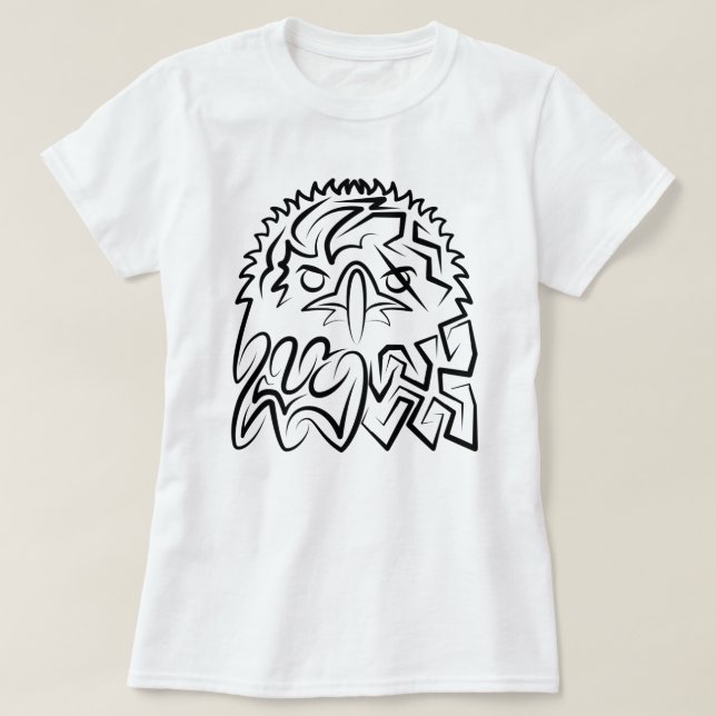 Schwarzer und weißer Stammesadler T-Shirt (Design vorne)