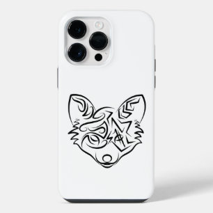 Schwarzer und weißer Stammesfuchs iPhone 14 Pro Max Hülle