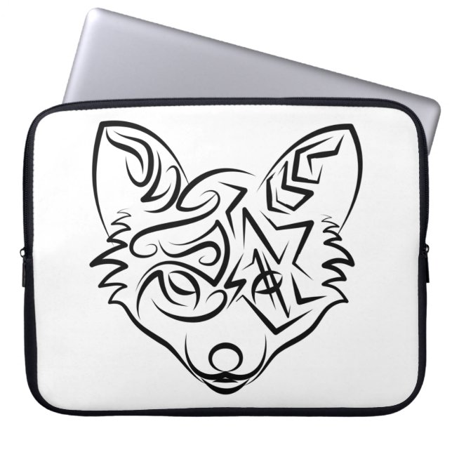 Schwarzer und weißer Stammesfuchs Laptopschutzhülle (Vorderseite)