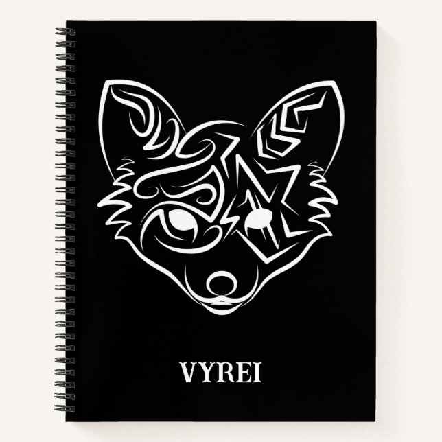 Schwarzer und weißer Stammesfuchs Notizbuch (Vorderseite)