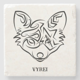 Schwarzer und weißer Stammesfuchs Steinuntersetzer