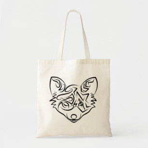 Schwarzer und weißer Stammesfuchs Tragetasche