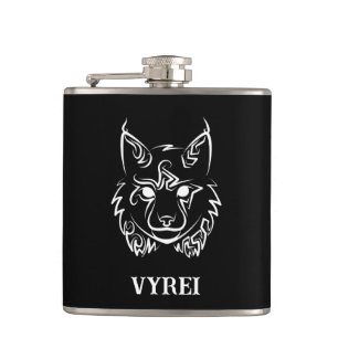 Schwarzer und weißer StammesLynx Flachmann