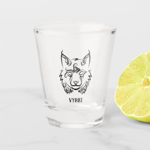 Schwarzer und weißer StammesLynx Schnapsglas