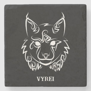 Schwarzer und weißer StammesLynx Steinuntersetzer