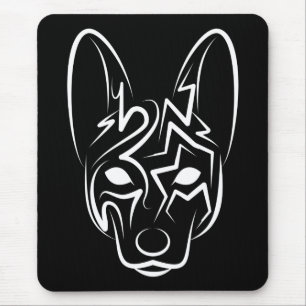 Schwarzer und weißer Stammhund Mousepad