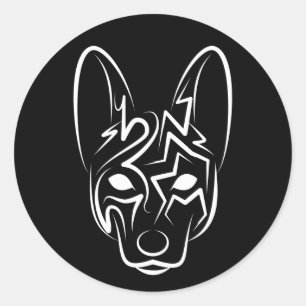 Schwarzer und weißer Stammhund Runder Aufkleber