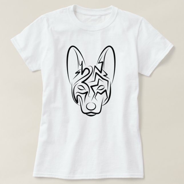 Schwarzer und weißer Stammhund T-Shirt (Design vorne)