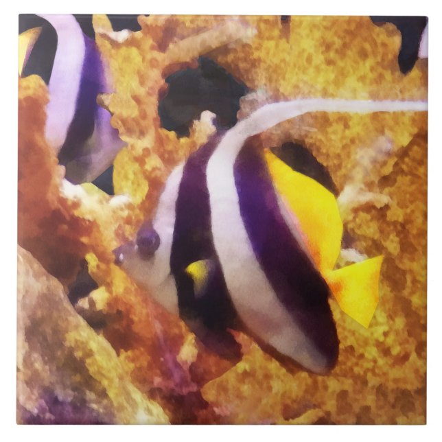 Schwarzer und weißer Strickfisch Fliese (Vorderseite)