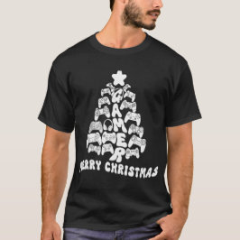 Schwarzer und weißer Weihnachtsbaum mit Controller T-Shirt