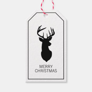 Schwarzer und weißer Weihnachtshirsch Geschenkanhänger