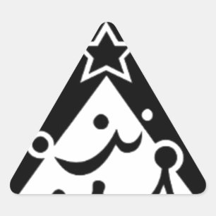 Schwarzer und weißer Weihnachtsstar Dreieckiger Aufkleber