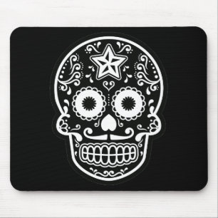 Schwarzer und weißer Zucker Schädelstern Mousepad