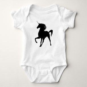Schwarzer Unicorn-Silhouette-Strampler Baby Strampler