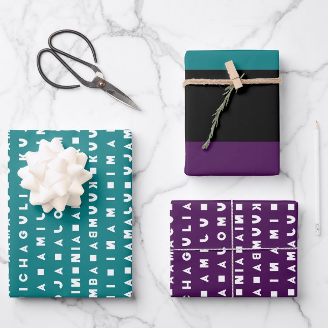 SCHWARZER URLAUB GESCHENKPAPIER SET (Vorderseite)