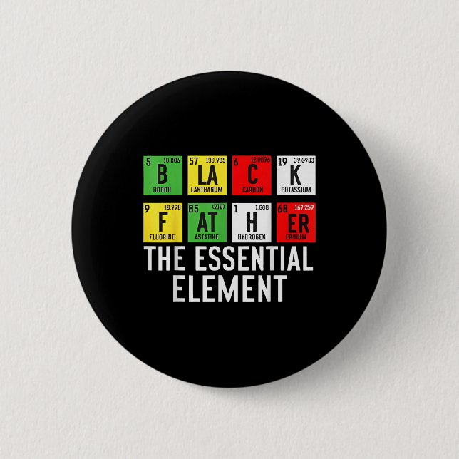 Schwarzer Vater das Wesentliche Element Vatertag J Button (Vorderseite)