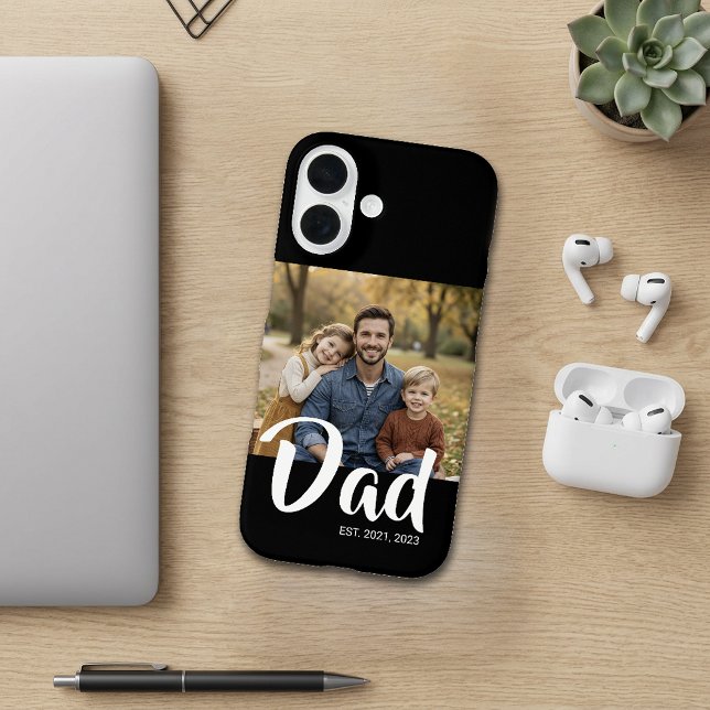 Schwarzer Vater etabliertes Skript Foto Case-Mate iPhone Hülle (Black Dad Established Script Photo iPhone 16 Case)