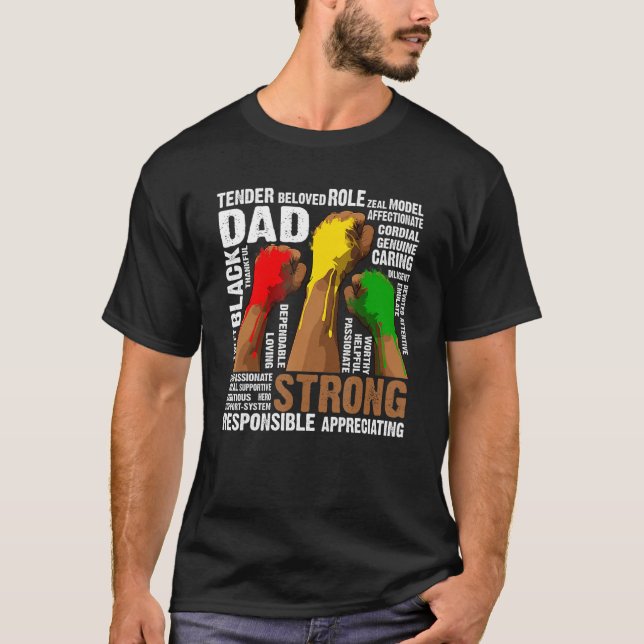 Schwarzer Vater Faust Hände Schwarze Geschichte Mo T-Shirt (Vorderseite)