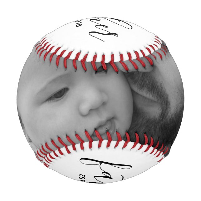 Schwarzer Vater gründet Jahr mit rotem Herzen Baseball (Vorderseite)