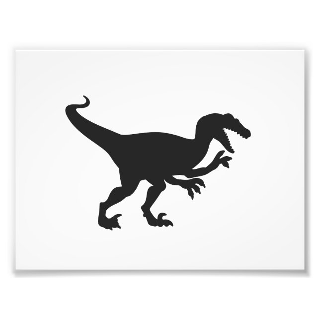 Schwarzer Velociraptor-Dinosaurier - Farbe auswähl Fotodruck (Vorne)