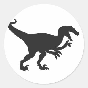 Schwarzer Velociraptor-Dinosaurier - Farbe auswähl Runder Aufkleber