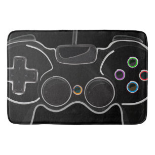 Schwarzer Videospiel-Controller Spieler Badematte