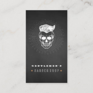 Schwarzer Vintage Retro Friseursalon Totenkopf Visitenkarte