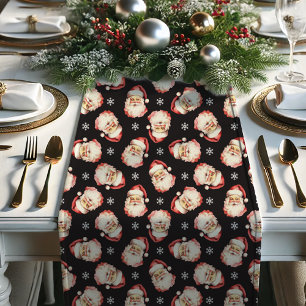 Schwarzer Vintage Retro Weihnachtsmann Weihnachten Kurzer Tischläufer
