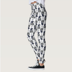 Schwarzer Vogel auf einem Skull-Goth-Muster Leggings