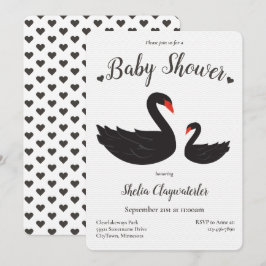 Schwarzer Vogel-Baby-Dusche aus weißem Weiß Einladung