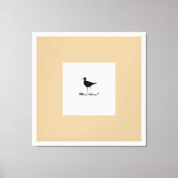 Schwarzer Vogel Beige und Weiß gedehnter Leinwandd