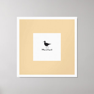 Schwarzer Vogel Beige und Weiß gedehnter Leinwandd Leinwanddruck