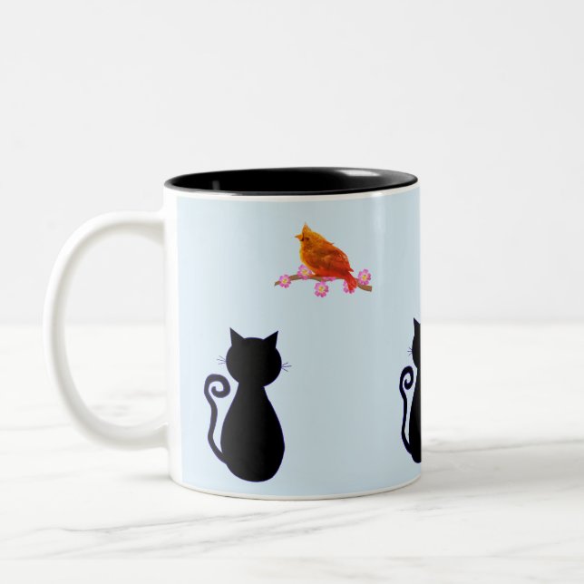 Schwarzer Vogel Zweifarbige Tasse (Links)