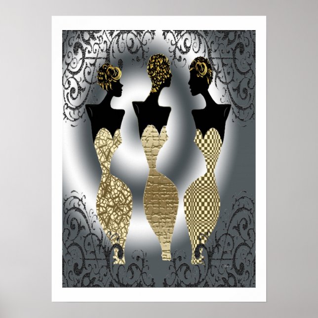 Schwarzer Vogue in Gold Poster (Vorne)