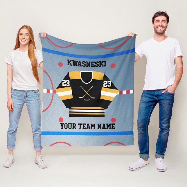 Schwarzer Wal| Gold Eishockeyschläger| Player Jers Fleecedecke (Beispiel)