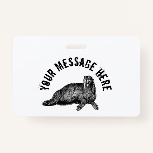 Schwarzer Walrus einfache Illustration Ausweis (Vorderseite)