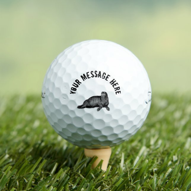 Schwarzer Walrus einfache Illustration Golfball (Insitu T-Shirt)