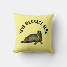 Schwarzer Walrus einfache Illustration Kissen