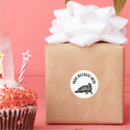 Schwarzer Walrus einfache Illustration Runder Aufkleber