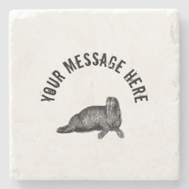 Schwarzer Walrus einfache Illustration Steinuntersetzer