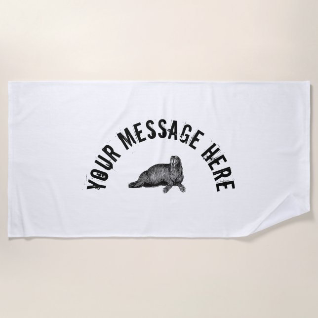 Schwarzer Walrus einfache Illustration Strandtuch (Vorderseite)